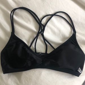 Black cross-back volcom bikini top